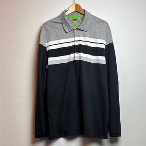 Boss Hugo Boss Pleesy Slim Fit Long Sleeve Men’s Polo Shirt Grey Black White XXL